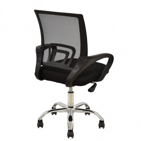 Sillón de oficina FISS NEW (M), negro, basculante, malla y tejido negro