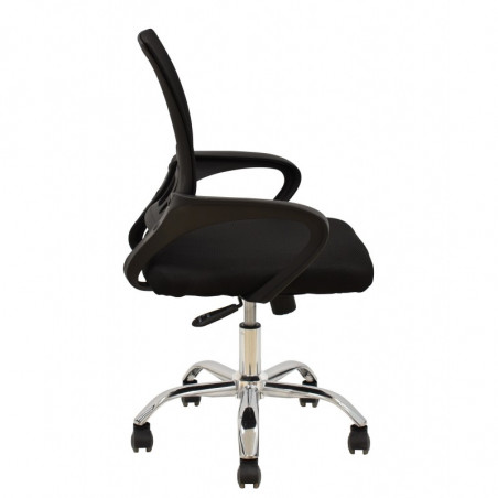 Sillón de oficina FISS NEW (M), negro, basculante, malla y tejido negro