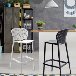 Taburete BORNEO, apilable, polipropileno blanco 2