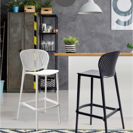 Taburete BORNEO, apilable, polipropileno blanco