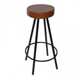 Taburete KISEN, epoxi negro, similpiel cuero viejo