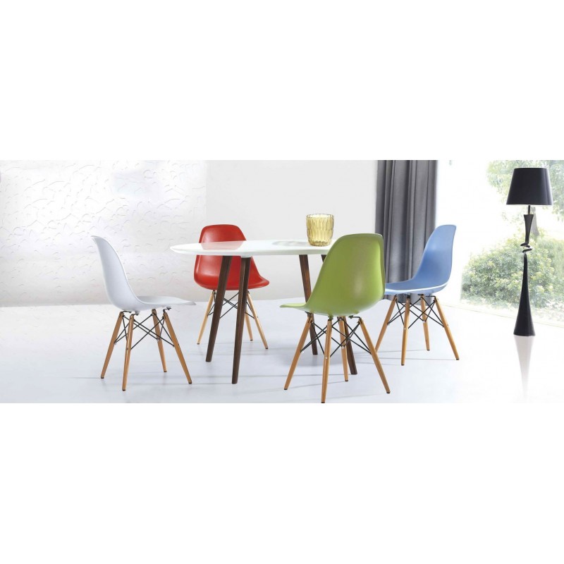 Silla TOWER PP, madera, polipropileno blanco