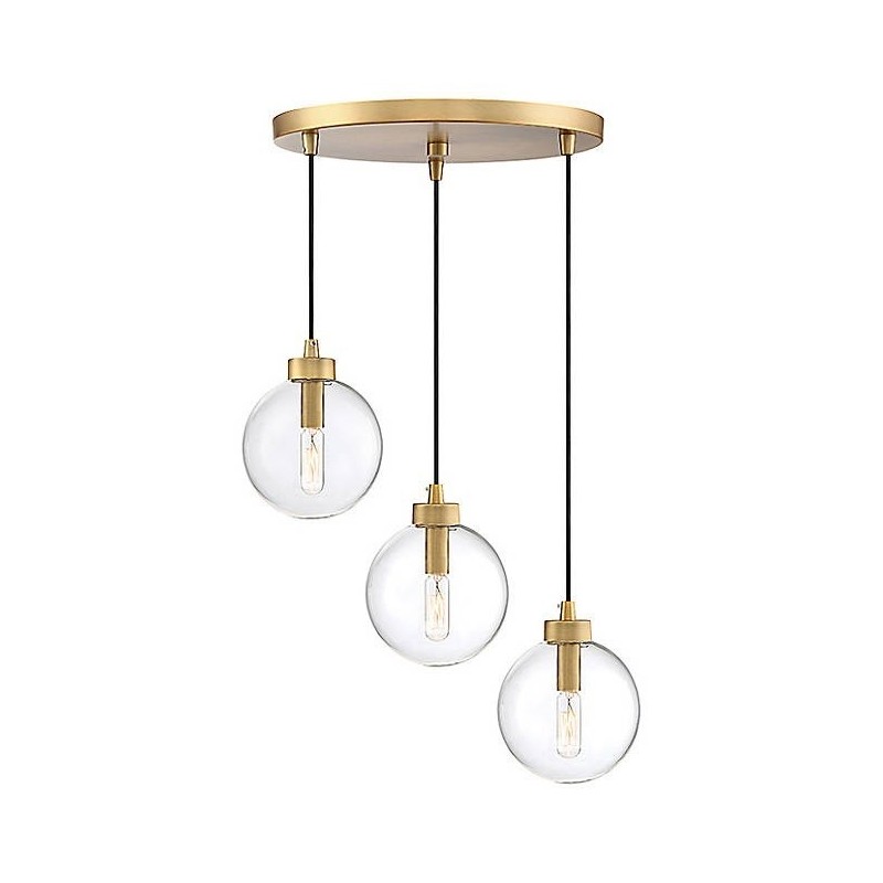 Lámpara ALGOL, colgante, metal, cristal, 3 luces