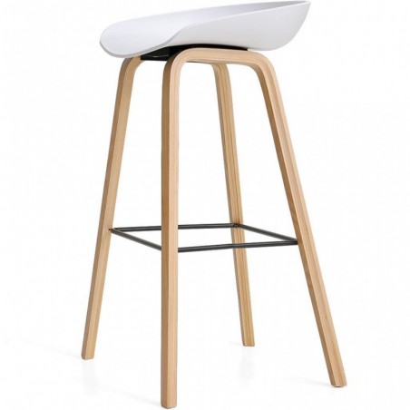 Taburete DANTE, metal, polipropileno blanco