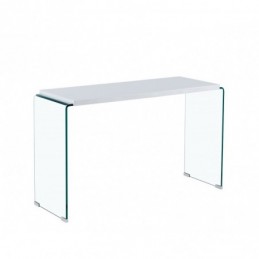 Consola Mesa ARISTON, lacada blanca, cristal, 120 x 40 cms