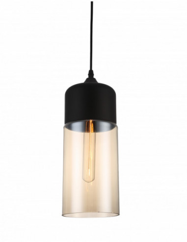 Lámpara LEIRE 4, colgante, cristal negro - cogñac