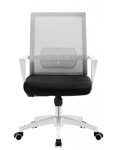 Sillón de oficina RISLEY, blanco, malla gris, tejido negro