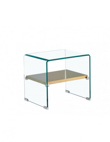 Mesa POITIERS, baja, estante, cristal, 50 x 40 cms