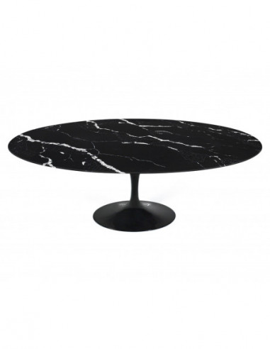 Mesa TUL, oval, fibra de vidrio, mármol negro 180x108 cms