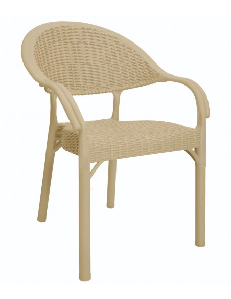 Sillón TORREMOLINOS, apilable, patas metálicas, polipropileno capuccino