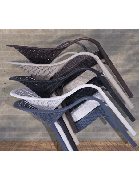 Sillón TORREMOLINOS, apilable, patas metálicas, polipropileno capuccino