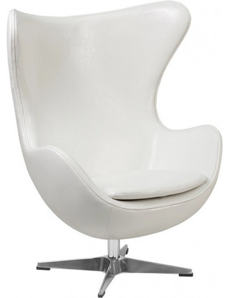 Sillón EG, tapizado similpiel blanca
