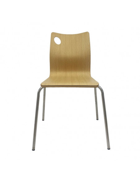 Silla AMELIE, apilable, acero inoxidable, asiento laminado HPL, color natural