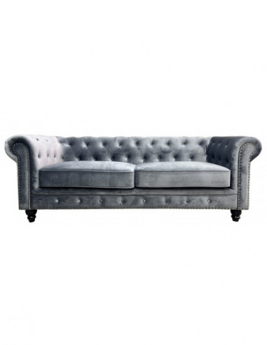 Sofá CHESTER PREMIUM, 3 plazas, tapizado velvet gris