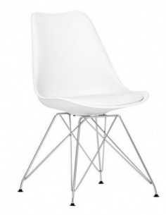 Silla TORRE (HT), cromada, carcasa y cojín blanco