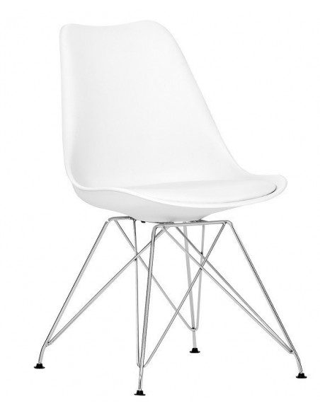 Silla TORRE (HT), cromada, carcasa y cojín blanco