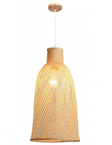 Lámpara PAPUA, colgante, pantalla de bambú natural trenzado