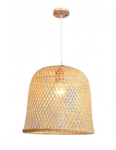 Lámpara POLINESIA, colgante, pantalla de bambú natural trenzado