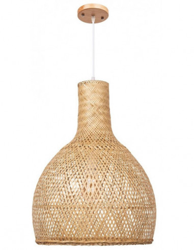 Lámpara SAMOA, colgante, pantalla de bambú natural trenzado