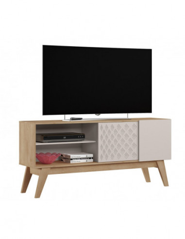 Mueble TV PREMIUM, cedro y blanco roto, 150 cms.