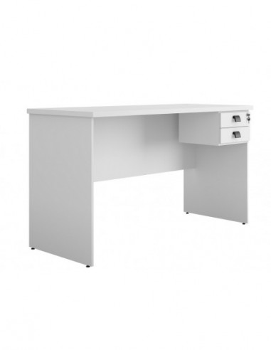 Mesa de oficina ECO, 2 cajones, bilaminado color platino, 150 x 60 cms