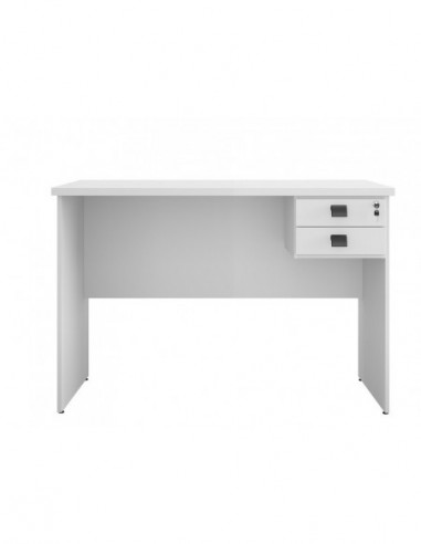 Mesa de oficina ECO, 2 cajones, bilaminado color platino, 120 x 60 cms