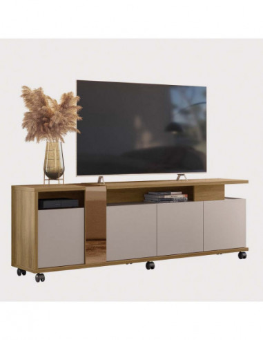 Mueble TV NEW CRISTAL, miel y cacao, 183 cms.