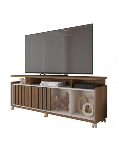 Mueble TV OASIS, nogal y blanco roto, 160 cms.