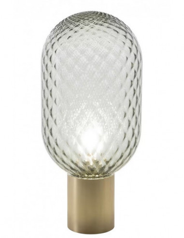Lámpara GERA SOH43, sobremesa, aluminio, dorada, cristal