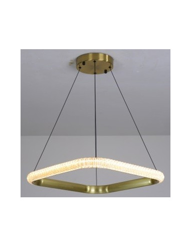 Lámpara BERKA CU60, colgante, aluminio, dorada, acrílico, led