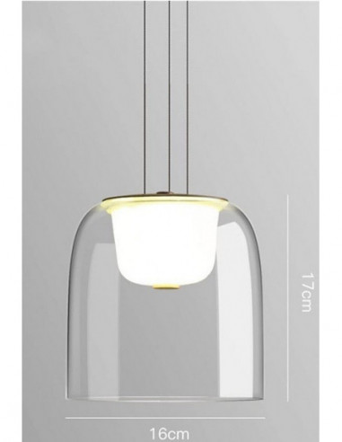 Lámpara WITTEN H170, colgante, metal, cristal, led
