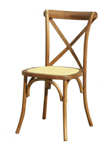 Silla CROSS SX, madera de haya, nogal, asiento de ratán
