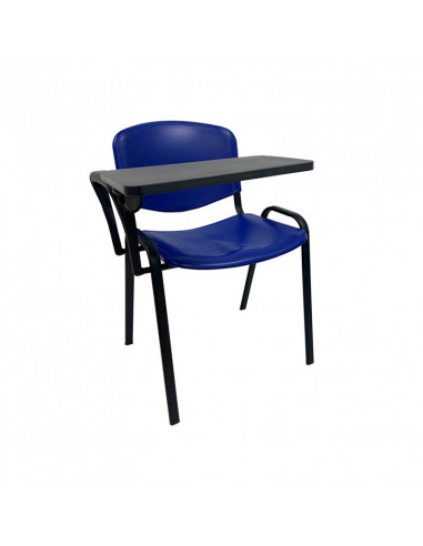 Silla NIZA con pala de escritura, asiento y respaldo en plástico azul
