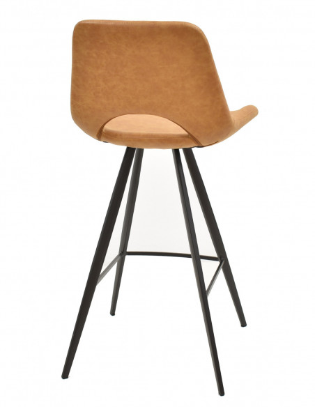 Taburete ANTIBES, metal, similpiel marrón claro