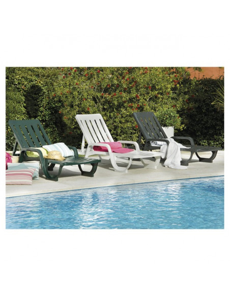 Tumbona MALAGA, reposabrazos, 5 posiciones, apilable, polipropileno antracita