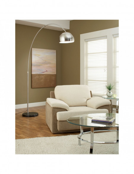 Lámpara AR, pie salón, cromada, base mármol negro