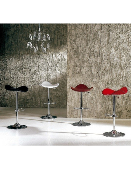 Taburete SAMBA (M), cromado, nappel blanco