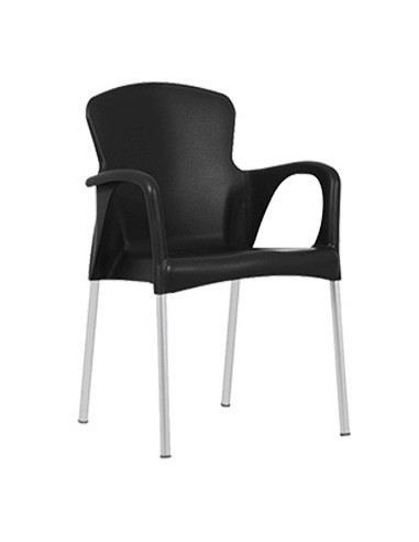Sillón SENA, apilable, polipropileno negro*