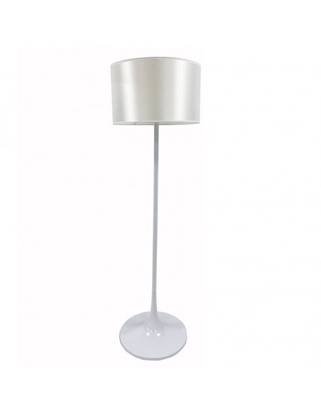 Lámpara LUGANO, pie salón, blanca, pantalla gris claro