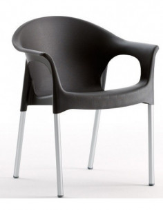 Sillón NILO, aluminio, apilable, polipropileno negro*
