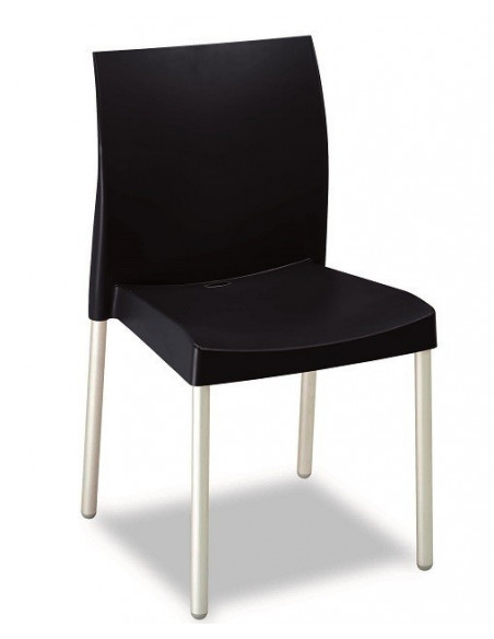 Silla SANDRA, aluminio, polipropileno negro*