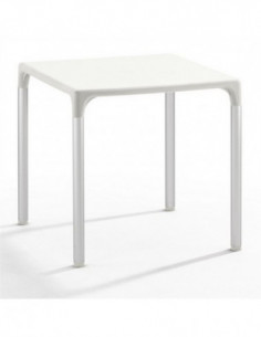 Mesa ELIANA, aluminio, polipropileno blanco 74x74 cms