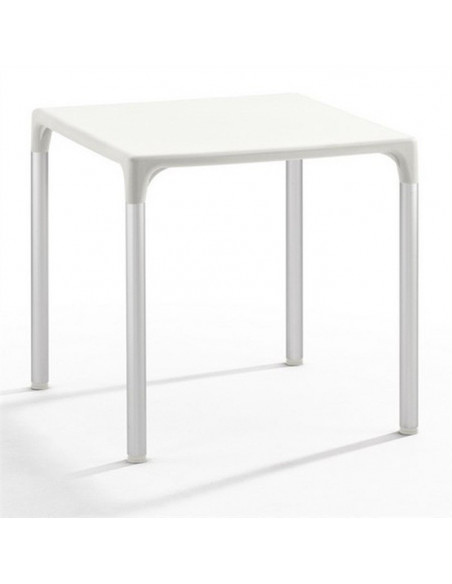 Mesa ELIANA, aluminio, polipropileno blanco 74x74 cms
