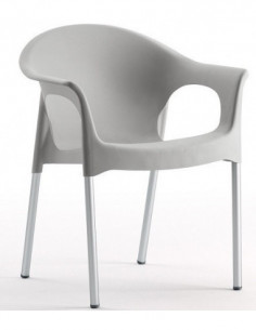 Sillón NILO, aluminio, apilable, polipropileno gris claro*