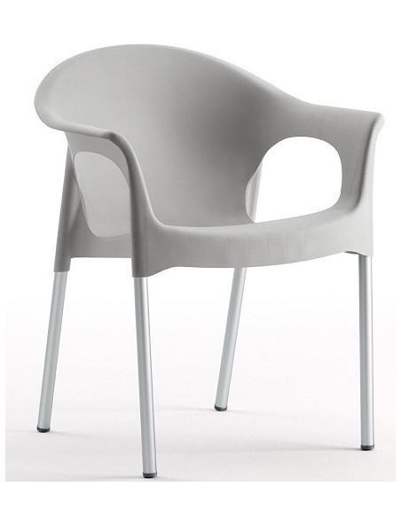 Sillón NILO, aluminio, apilable, polipropileno gris claro*