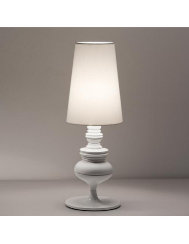Lámpara LOUVRE, sobremesa, blanca, pantalla blanca