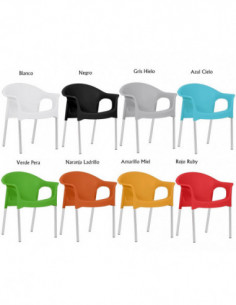 Sillón NILO, aluminio, apilable, polipropileno verde lima* 2