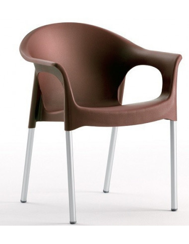 Sillón NILO, aluminio, apilable, polipropileno chocolate*