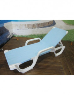 Tumbona COSTASOL, apilable, polipropileno blanco, tejido...