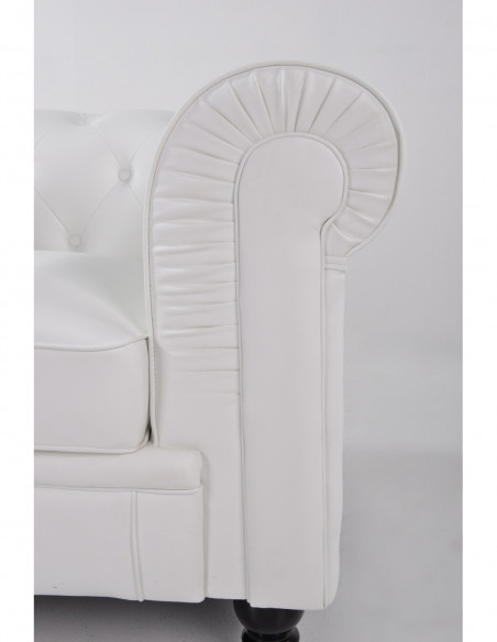 Sofá CHESTER, 2 plazas, similpiel blanca